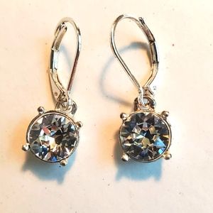 Round sterling silver Swarovski crystal drop earrings